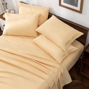 lot 411293 image: Horbaunal Light Yellow King Size Sheet Set - 6 Piece Luxury 1800 Thread Count Bedding Sheets &amp Pillowcases - 16 Inch Deep Pocket Microfiber Bedding Set - Soft &amp Wrinkle Bed Sheets