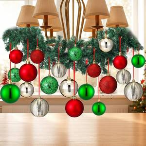 lot 411314 image: Suncalla 47 Pcs Christmas Chandelier Decor Set with 9 ft Garland Greenery with 280 Branches 21 Pcs Christmas Balls Ornaments Ribbons for Xmas Fireplace Staircase Indoor Outdoor Decor(Classic)