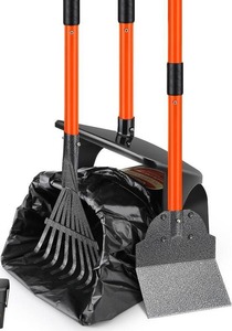 lot 411316 image: SlowTon Dog Pooper Scooper - 37.4 Long Metal Handle Adjustable Rake & Spade & Swivel Bin with 20 Waste Bags, Portable Pooper Scooper for Gravel Lawn Grass, Suit for Small Medium Large Dog