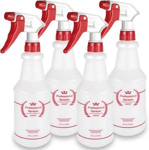 lot 411323 image: Uineko Plastic Spray Bottle (4 Pack, 24 Oz, All-Purpose) Heavy Duty Spraying Bottles Leak Proof Mist Empty Water Bottle for Cleaning Solution Planting Pet with Adjustable Nozzle and Measurements