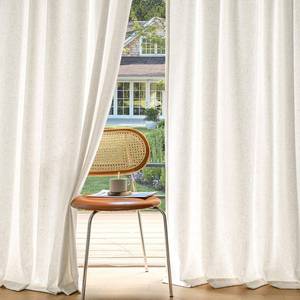 lot 411327 image: MIULEE Non-See-Through Privacy Linen Curtains 2 Panels, Light Filtering Window Curtains Farmhouse Textured Back Tab Semi Sheer Drapes for Bedroom Living Room, 52 x 96 Inches Long, Natural White