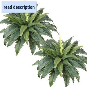lot 111612 image: Dremisland Artificial Ferns for Outdoors,Set of 2 Bouquets 30 Diam Large Fake Hanging Ferns Artificial Boston Fern Fake Fern Plant Artificial Bush for Home Garden Porch Farmhouse Decoraction(2 PCS)