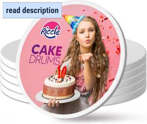 lot 111624 image: RICCLE Cake Boards - 16 Inch Cake Drum - Pack of 6 Smooth-Edged - Sturdy Cake Boards Round - Bend Resistant Multi-Layered Cake Base for Minimalist Displays (16 Inch)