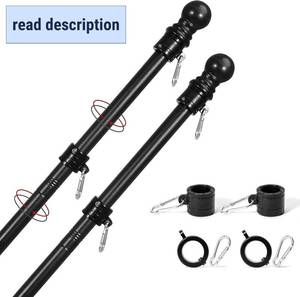 lot 311349 image: Yeesun Flag Pole,6FT Flag Pole Kit(2 Packs) for 3 x 5American Flag, Flag Pole Holder for Outside House,Truck & Boat Use (Without Bracket) (Black)