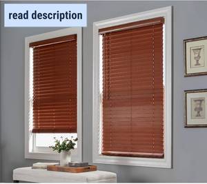 lot 411300 image: BrylaneHome 2 Faux Wood Cordless Blinds - 43 W 64 L, Mahogany