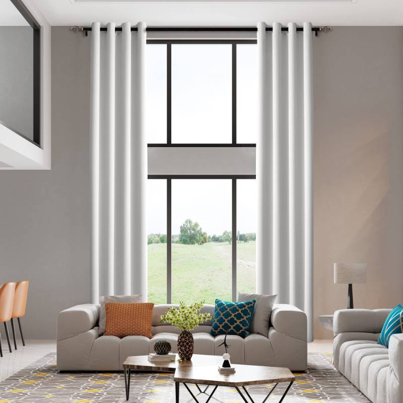 lot 26888 image: MAIHER 12ft Length Extra Long Curtain, Room Darkening Grommet Top 144 Inches Long Curtain 2 Story Drape for High Ceiling (Greyish White, 50W x 144L, 1 Panel) - Retail $57