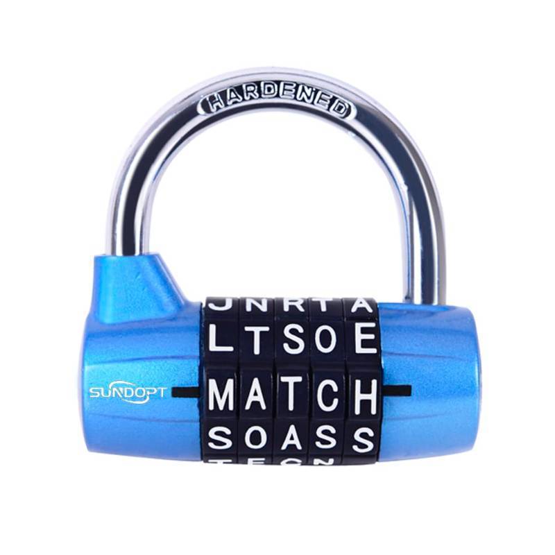 lot 58645 image: Gym Locker Lock,5 Letter Word Lock,5 Digit Combination Lock,Safety Padlock for School Gym Locker,Sports Locker,Fence,Toolbox,Case,Hasp Storage (Blue) - Retail $12