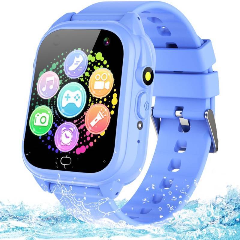 lot 58648 image: Waterproof Kids Smart Watch Electronic Learning Toys for 3-12 Years Old Boys Girls Toys with 26 Game Video Camera Pedometer Music Player Alarm Clock Calculator 1.44 HD Touchscreen Birthdays Gifts