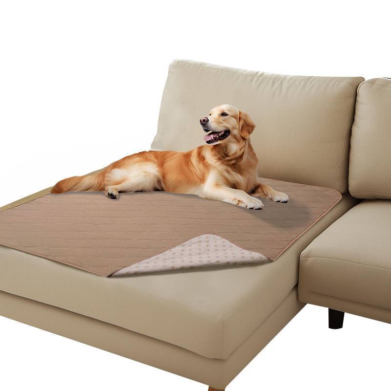 lot 58684 image: Luciphia 100% Waterproof Couch Cover Blanket for Dogs Anti-Slip Pet Couch Protector Sofa Mat Puppy Cat Blanket with Non-Slip Bottom, Light Brown Khaki, 40x50 Inch - Retail $23