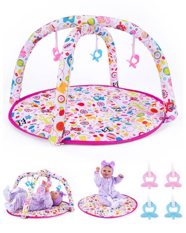 lot 44903 image: BABESIDE Baby Doll Accessories  Playmat Activity Gym Playset & Toys for Dolls, Doll Gear for Dolls up to 18 Inch - Pink Theme