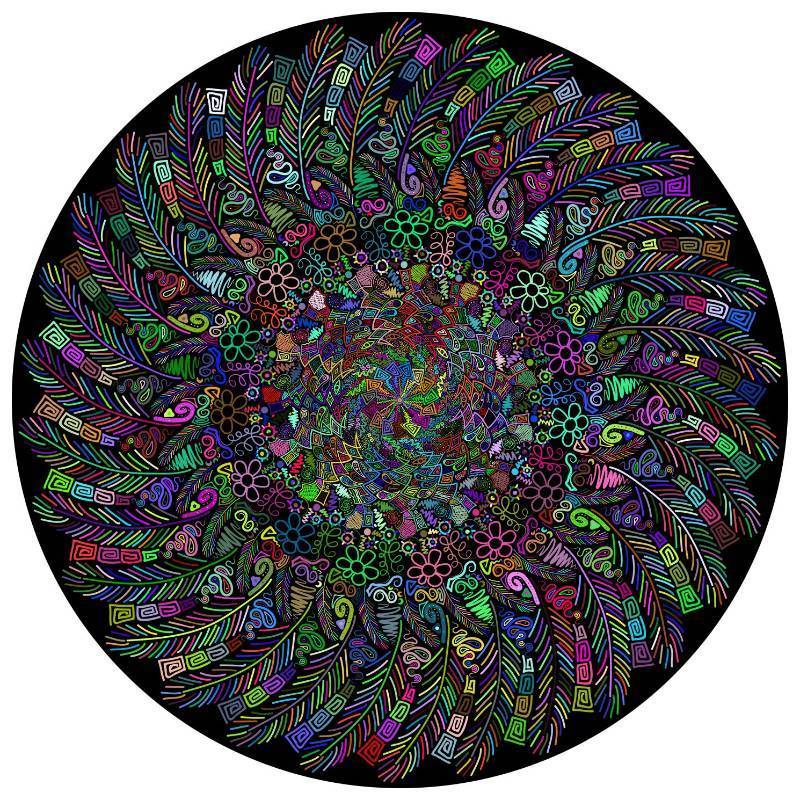 lot 50877 image: Bgraamiens Puzzle-The Indian Feather-1000 Pieces Round Puzzle Color Challenge Jigsaw Puzzles for Adults - Retail $10