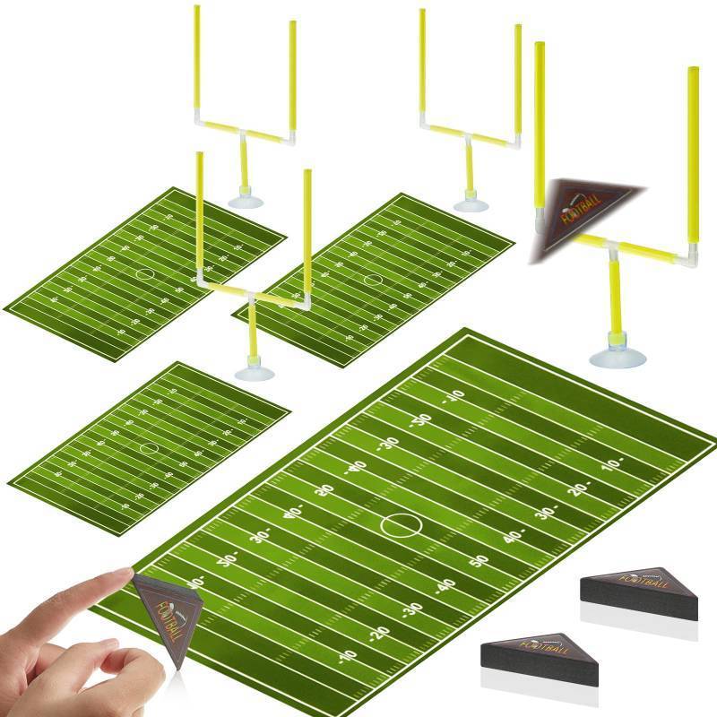 lot 58879 image: 12 Pcs Mini Finger Flick Football Games Mini Table Top Sports Games with Foam Footballs Goal Post and Cards Finger Toys Office Indoor Football Sports Party Favors Birthday Gift Cake Decoration(Yellow) - Retail $14