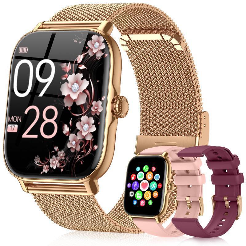 lot 29331 image: paybay Smart Watches for Women Men, Steps Counter Fitness Tracker Watch for Android iPhone with Sleep Calorie Monitor and 110 Sports, IP68 Waterproof, Pedometer Smartwatch (Gold, 1.91) - Retail $16