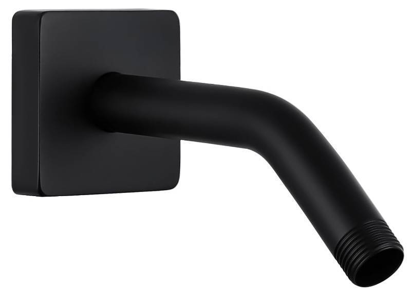 lot 29345 image: G-Promise All Metal 6-Inch Shower Arm with Flange, Wall-Mounted Stainless Steel Shower Pipe Replacement for Fixed and Handheld Shower Heads, Matte Black - Retail $17