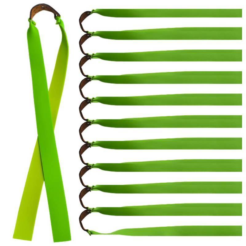 lot 29351 image: Piaoyu 10 Pieces Slingshot Flat Rubber Band 0.75mm1mm1.2mm Thickness Slingshot Replacement Bands Slingshot Bands Flat Hunting Shooting Catapult Elastic Bungee (1.0mm-Green) - Retail $8