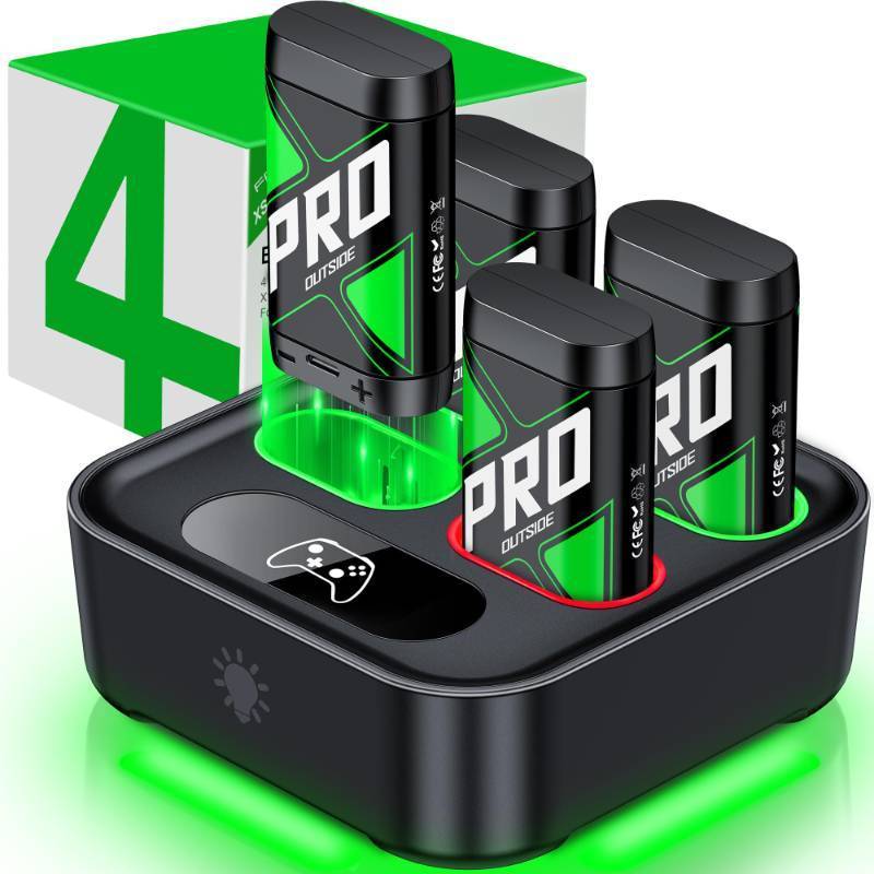 lot 32035 image: Upgraded Charger for Xbox One Controller Battery Pack with Four USB C Xbox Rechargeable Battery Pack Series XS, One SOne XElite Controller Charger Station Accessories - Retail $22