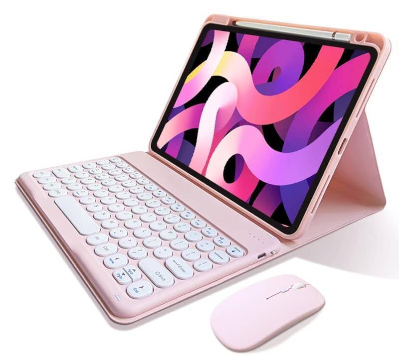 lot 32042 image: kaitesi Keyboard Case Mouse Compatible with iPad Air 13 (M3M2) iPad Pro 12.9 inch (6th5th4th3rd Gen) Case with Detachable Keyboard Cute Round Keys,Pink - Retail $55