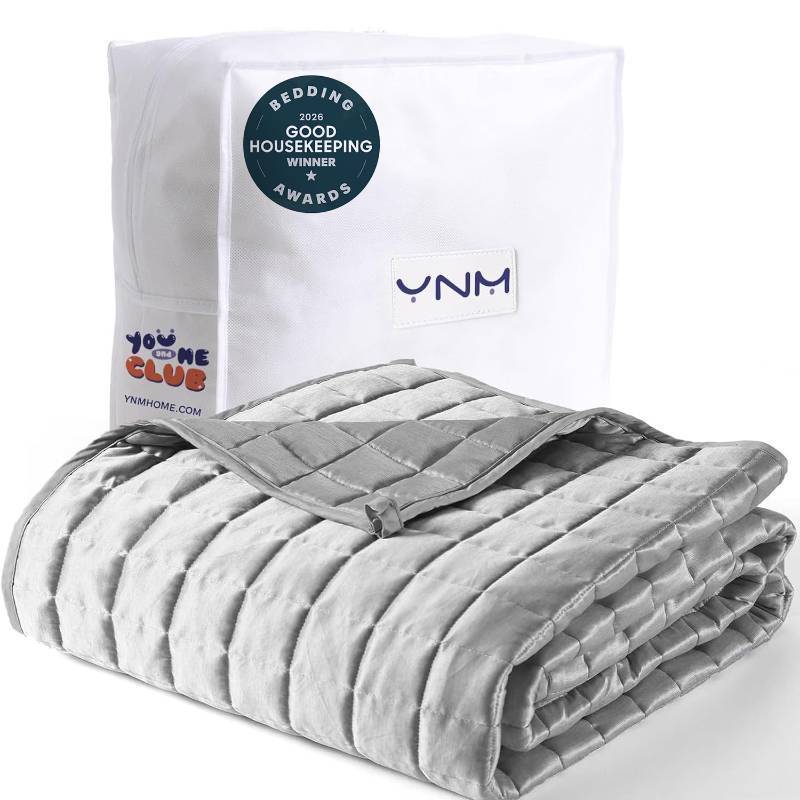 lot 43769 image: YnM Cooling Weighted Blanket for Adults, 15lbs Heavy Bed Throw Comforter with 100% PE Fabric, Ideal for Hot Sleepers or Summer Days(60x80 Inches for QueenKing Bed, 15 Pounds, Grey) - Retail $75