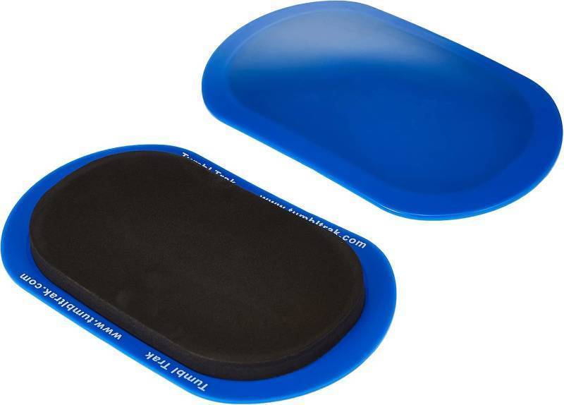 lot 22697 image: Tumbl Trak Smooth Sliding Sliders with Comfortable Top, Pair (for Carpet Floors) Blue(Small -Pair), 9 in - Retail $30