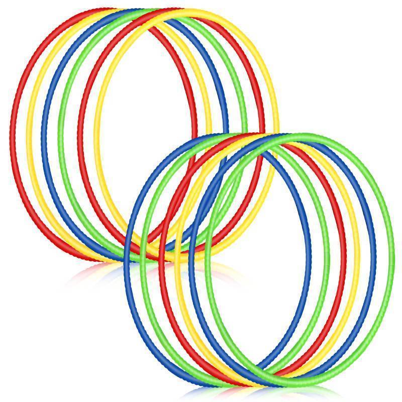 lot 45487 image: Sratte 12 Pcs Toy Hoop for Kid - Detachable & Adjustable Colored Hoop Exercise Ring Plastic Circle for Kid, Teen Gymnastics, Dog Agility Equipment, Require Self Assembly(Classic Color, 28 Inch) - Retail $104