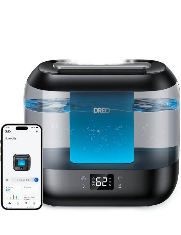 lot 51040 image: Dreo Smart Humidifiers for Bedroom, Top Fill 4L Supersized Humidifier Large Room with 28 dB, 36H Runtime, TouchAPPVoice Control, Nightlight, Cool Mist Humidifiers for Baby, Plants, Indoor, Black - Retail $45