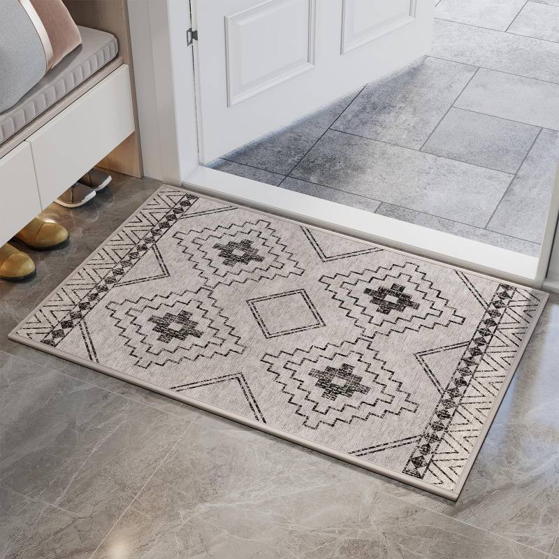 lot 51048 image: YDKGL Indoor Door Mat 20x31,Beige Door Mats Indoor Entrance Dirt Resistant & Absorbent, Non-Slip Rubber Backing Front Door Mats,Washable Low-Profile Doormat for Entryway, Inside Home Entrance - Retail $20