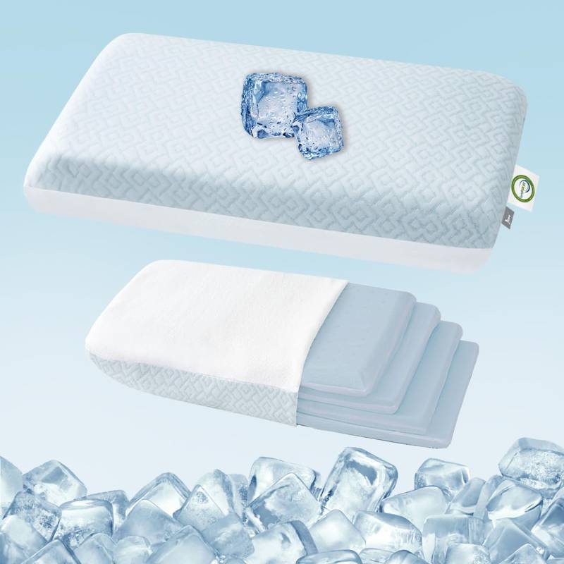 lot 61673 image: LOFE Adjustable Memory Foam Pillow - 4 Height from 1.2 to 4.8in, Cervical Pillow for Neck Pain Relief, CertiPUR-US Neck Support Pillow for Side Sleepers, BackStomach Sleepers, a Removable Cool Cover - Retail $43