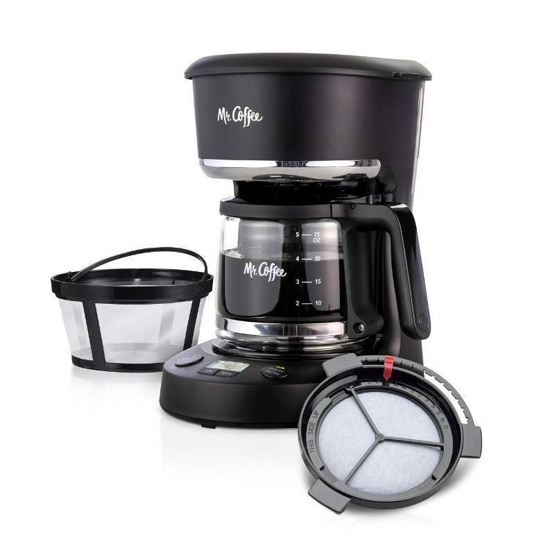 lot 62565 image: Mr. Coffee Programmable Coffee Maker 5 Cups with Auto Pause Glass Carafe Compact Design Black - Retail $50