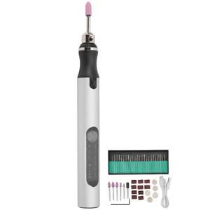 lot 29449 image: LiebeWH Electric Micro Engraver Pen USB Rechargeable Engraving Etching Machine DIY Tool Kit for Wood Metal Plastic Glass Ceramic Carving(Silver) - Retail $24