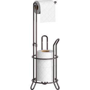 lot 29453 image: Simple Houseware Bathroom Toilet Tissue Paper Roll Storage Holder Stand, Bronze - Retail $23