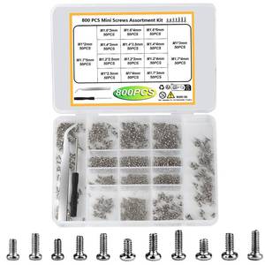 lot 29474 image: Tiny Screws for Electronics, 800 pcs Mini Micro Small Phillips Pan Head Machine Screws Assortment Kit for Electronic Repair, Nickel-Plated Carbon Steel, M1M1.2M1.4M1.6M1.7 - Retail $6