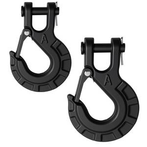 lot 29488 image: High-PQ 2PCS 516 Forged Alloy Steel Clevis Slip Hook with Safety Latch, Heavy Duty Winch Hook 24250lbs Load Capacity for Truck Trailer Tow Chain Winch Cable Ropes (Matte Black) - Retail $26