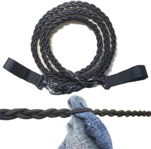lot 29509 image: Tri-Braided Cord Clothes Line, Clothes Drying Rope Portable Travel Clothesline for Indoor Outdoor Laundry , Windproof Clothes Line, Hanger for Camping Travel & Home Use - No hanger hook needed - Retail $9
