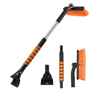 lot 29511 image: WeenthAvenue 33 Extendable Snow Brush and Ice Scraper for Car Windshield, 2-in-1 Car Snow Brush & Ice Scraper with 360° Pivoting Brush Head and Comfortable Foam Grip for SUV Trucks Sedans,Orange - Retail $11