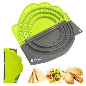 lot 29513 image: 3-in-1 Tortilla Sealer & Quesadilla Maker For 6, 8, and 10 Tortillas with Removable Rings, BPA-Free, Dishwasher Safe, Compact Macaron Shell Design (olive gree) - Retail $18
