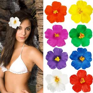 lot 32332 image: 7 Pcs Hawaiian Flower Clip 3.5inch Hibiscus Hair Clip Thin Hair Artificial Flower Clips Plumeria Claw Clips Vacation Beach Party Wedding Accessories - Retail $10