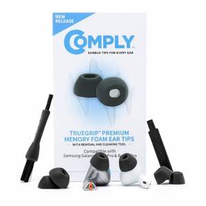 lot 32338 image: Comply TrueGrip  Premium Memory Foam Replacement Earbud Tips for Samsung Galaxy Buds4 Pro & Buds3 Pro  Long-Lasting Comfort, Secure Fit, Noise Isolation  Black (Medium) (3 Pairs) - Retail $24