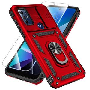lot 32341 image: SunStory Compatible with Motorola Moto G Play 2023  Moto G PureMoto G Power 2022 Case with HD Screen Protector & Slide Camera Cover & Kickstand, Military-Grade Phone Case(Kickstand_Red) - Retail $7