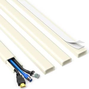 lot 32345 image: Delamu Beige Cord Hider, 56.7in Beige Cable Hider, Cord Covers for Wires on Wall, Wire Hider Wire Covers for 2-3 Cords for TV on Wall, Easier Setup Cable Cover Management, 4X L14.2 W0.94 H0.47in - Retail $12