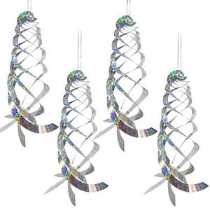 lot 32353 image: Sfcddtlg 4Pcs Bird Repellent Spiral Reflectors-15.8 Inch Hanging Reflective Bird Deterrent Device for Drive Birds Woodpeckers Pigeons Geese Away from The House Garden Swimming Pool - Retail $8