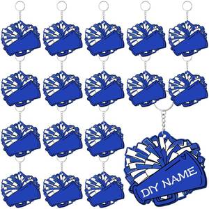 lot 32364 image: Tondiamo Megaphone Cheer Keychain Bulk Cheer Gifts Cheerleader Pom Pom Bag Tag Cheerleader Acrylic Luggage Keychain Valentines Gift(Blue) - Retail $13