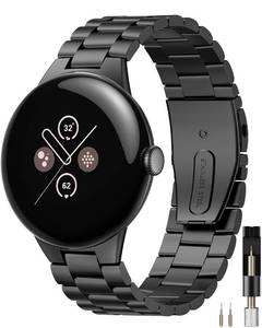 lot 32385 image: Miimall Compatible with Google Pixel Watch 3 (2024) 41mm Stainless Steel Metal Bands for Men Women, No Gap Quick Release Wristband Business Strap for Google Pixel Watch 2 2023Pixel Watch 1 Black - Retail $16