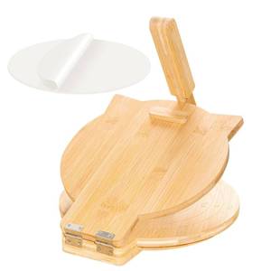 lot 32392 image: Cuesonmy Bamboo Tortilla Press 10 Inch Wooden Tortillas Maker with 100PCS Parchment Paper Large Tortillera Presser for Mexican Taco, Pataconera, Dough Press