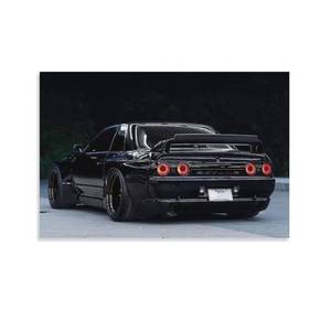 lot 32408 image: Jdm Car Black R32 Drift Art Car Posters & Prints Car Canvas Wall Art Living Room Decor for Men Aesthetic Paintings Pictures Wall Decor Framed Unframed 12x18inch(30x45cm) - Retail $14