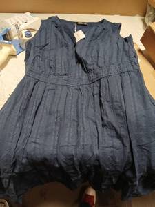 lot 44130 image: MEROKEETY Womens 2026 Summer Casual Mini Sundress Beach Vacation Sleeveless V Neck Flowy A Line Dress with Pockets, Navy, X-Large - Retail $49