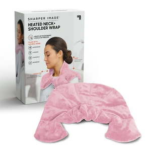 lot 44141 image: Sharper Image Hot & Cold Neck & Shoulder Wrap for Soothing Muscle Pain and Tension  100% Natural Lavender & Herb Spa Blend  Pink - Retail $40