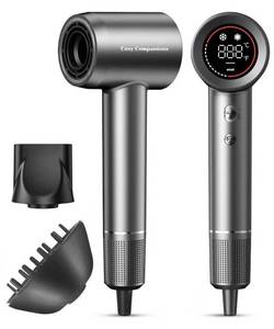 lot 48950 image: Hair Dryer - Negative Ionic Blow Dryer with 150000 RPM High Speed Brushless Motor for Fast Drying, Low Noise, HD Display Hair Dryer with Diffuser and Nozzle, 5 Temps & 2 Speeds