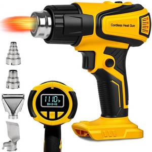 lot 48957 image: 350W Cordless Heat Gun Compatible with Dewalt 20V Battery,Adjustable Temp 120-1110,LED Light,Portable Hot Air Gun LCD Digital Display & 4 Nozzles For Shrink Tubing,Crafts,DIY(Tool Only,NO Battery) - Retail $44