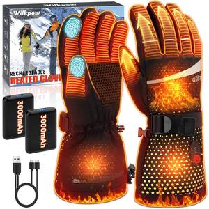 lot 48958 image: Heated Gloves, 7.4V Rechargeable Heated Gloves for Men Women, Waterproof Electric Heating Ski Gloves with Touchscreen for Winter Motorcycling Skiing Hunting Outdoor Work - Retail $80