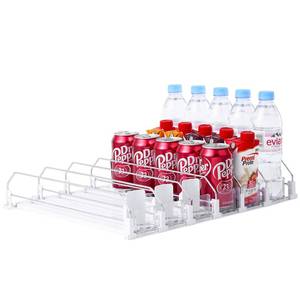 lot 48973 image: Drink Organizer for Fridge-White Automatic Pusher Glide,12oz 16oz 20oz-Soda Dispenser for Fridge-Holds up to 30 Cans - Retail $35